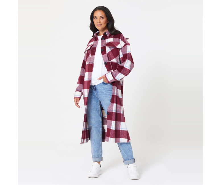 Be You Longline Check Shacket