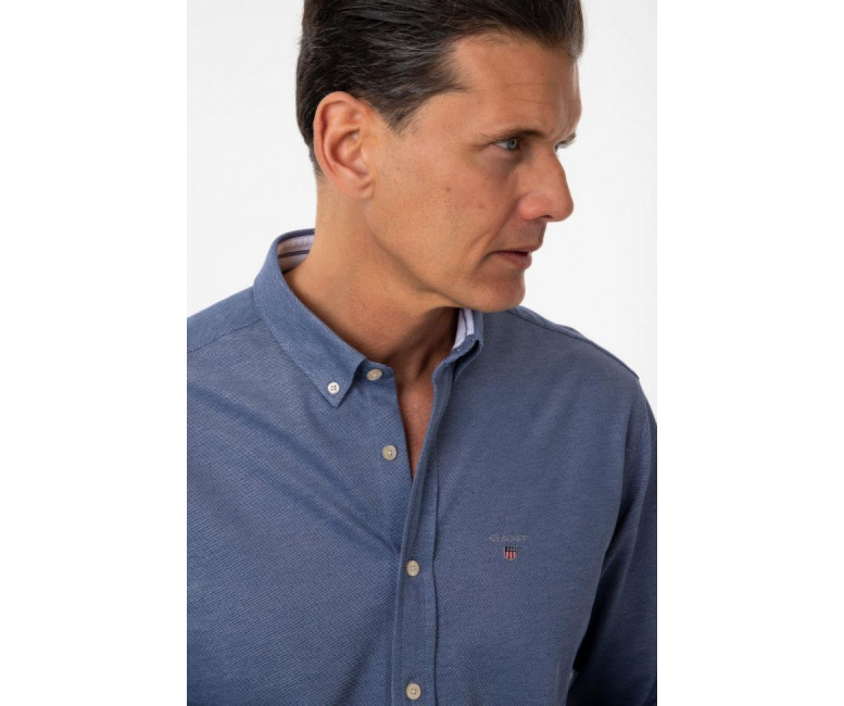 Gant Pique Solid Slim Fit Shirt 3002562 423 Persian blue