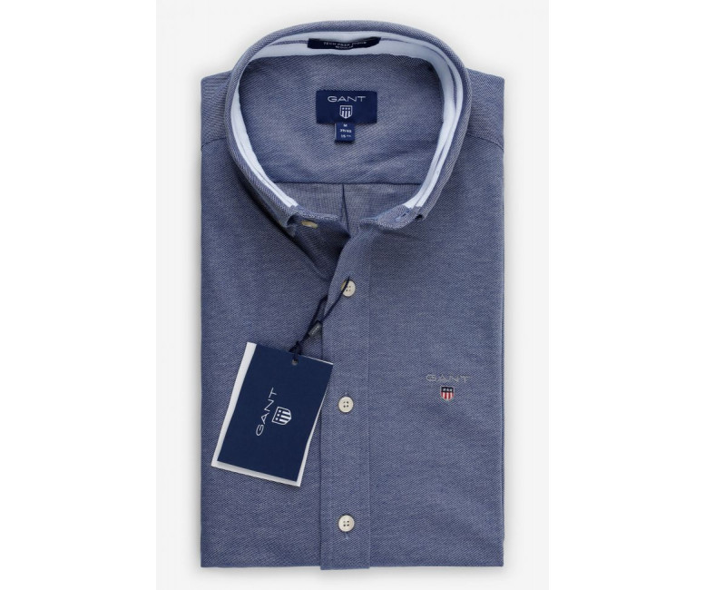 Gant Pique Solid Slim Fit Shirt 3002562 423 Persian blue