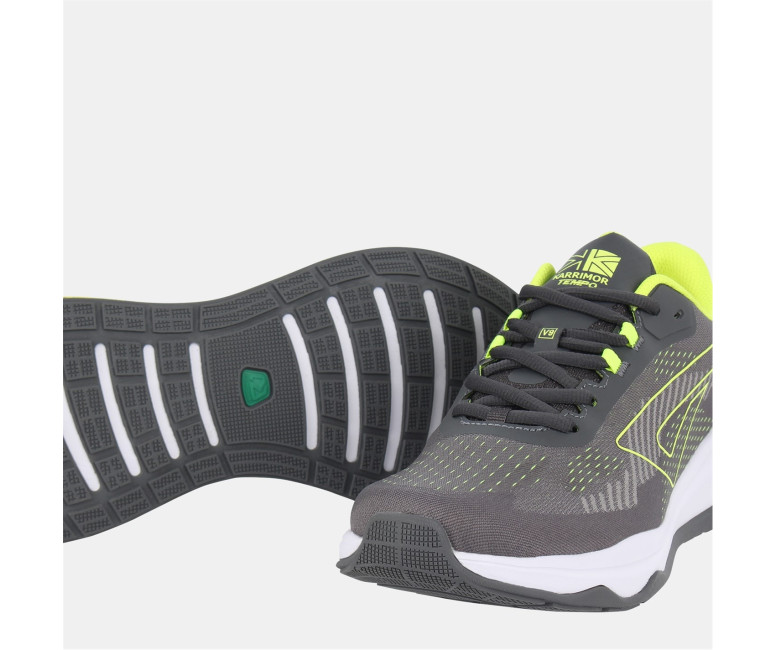 Karrimor Tempo Running Trainers Mens Grey/Lime
