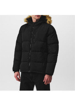 Soul Cal 2 Zip Bubble Jacket Mens Black