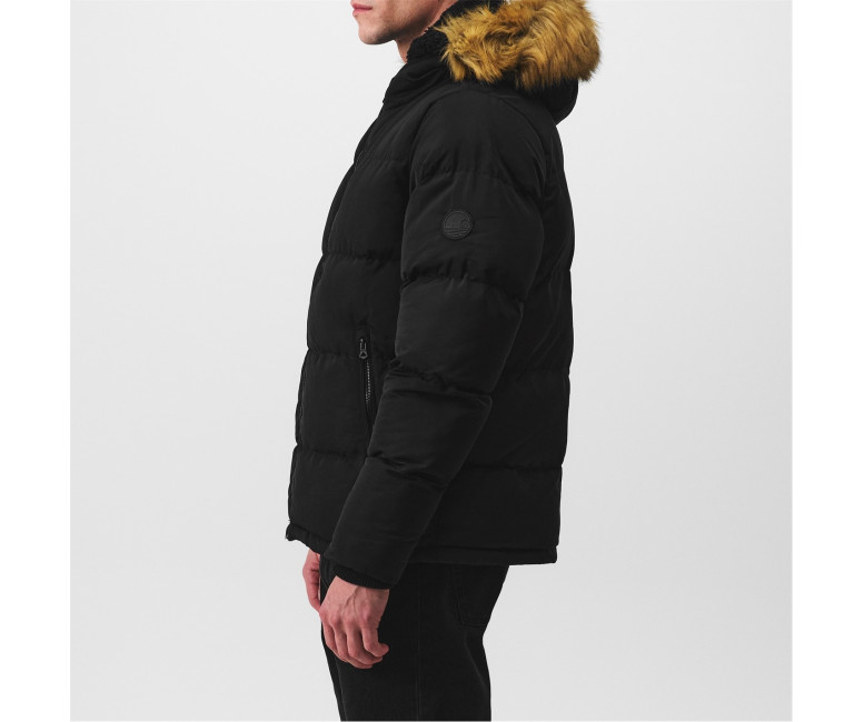 Soul Cal 2 Zip Bubble Jacket Mens Black