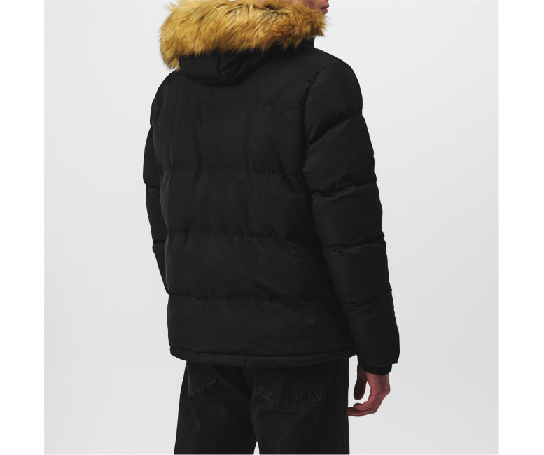 Soul Cal 2 Zip Bubble Jacket Mens Black
