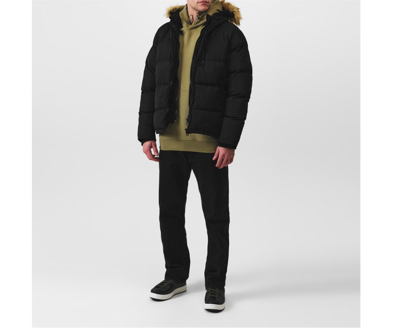 Soul Cal 2 Zip Bubble Jacket Mens Black
