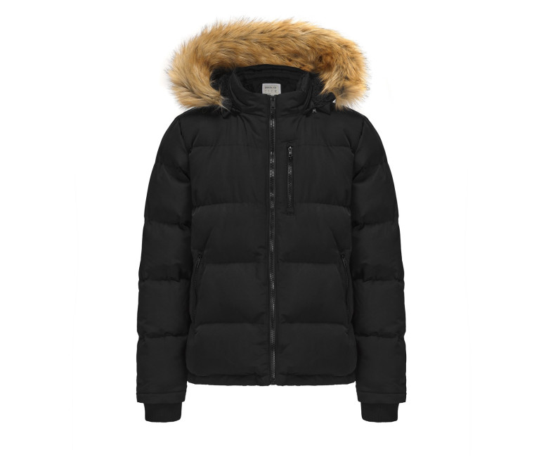 Soul Cal 2 Zip Bubble Jacket Mens Black