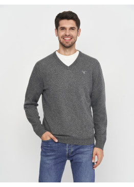 GANT Extrafine Lambswool V-Neck 8010520-97 Charcoal Melange