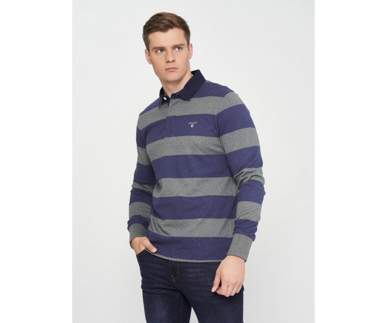 Поло GANT Barstripe Heavy Rugger 2005051 Charcoal Melange