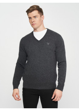 GANT Extrafine Lambswool V-Neck 8010520 Antracit Melange