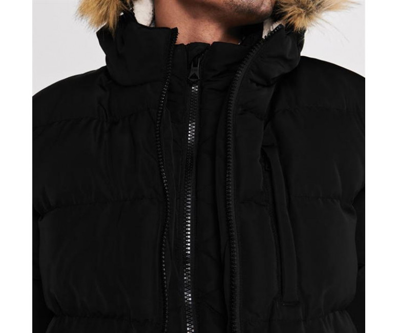 Soul Cal 2 Zip Bubble Jacket Mens Black